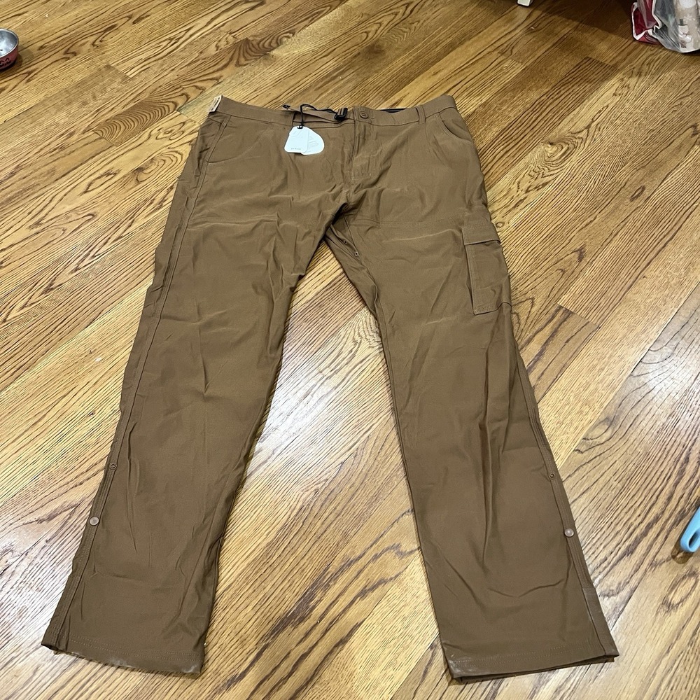 PrAna Stretch Zion II Slim Fit Pants Men's 40x32 Sepia Brown Tapered Hiking